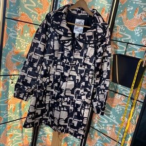 Nick & Mo - for Nordstrom - Black and Beige Trench Coat with Abstract Print